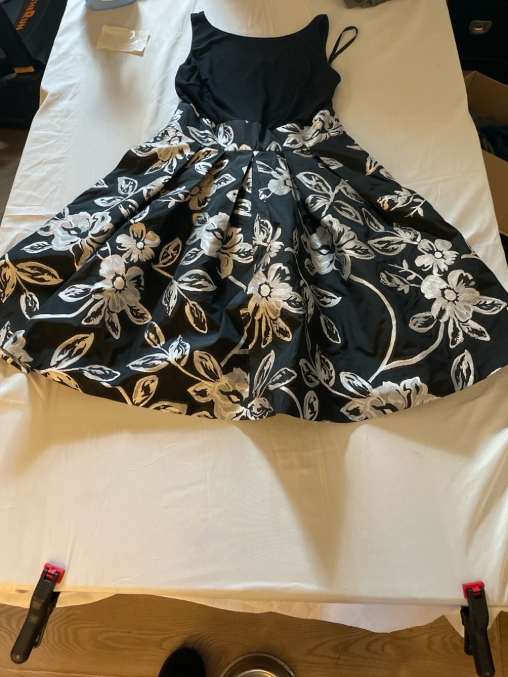 Lauren Ralph Lauren Black Floral Jacquard Fit Flare Dress Sz 2 Sleeveless Party - Picture 5 of 11